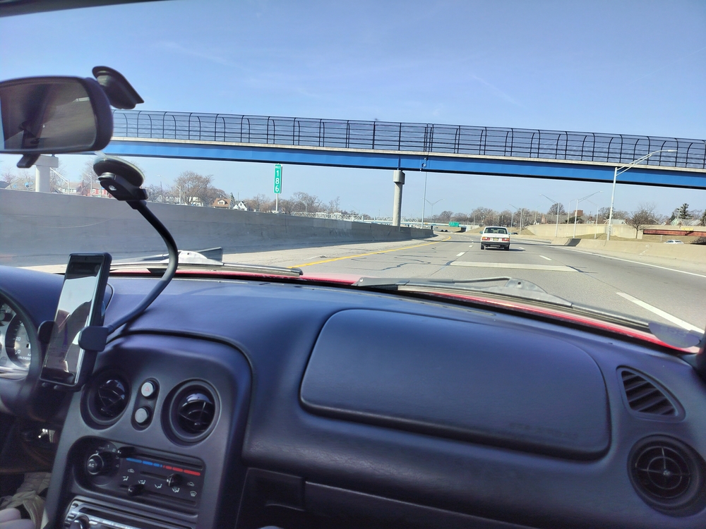 Volvo from view of the Miata.